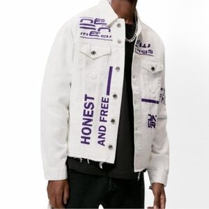 Zara Men’s White Denim Jacket | Urban Statement Piece | Medium